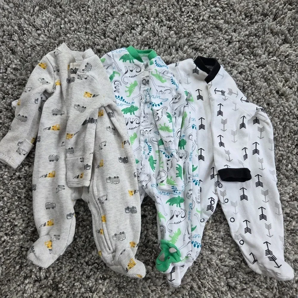 3 Pair Of Baby Footie Baby Pajamas Newborn Carters Baby Starters Brand